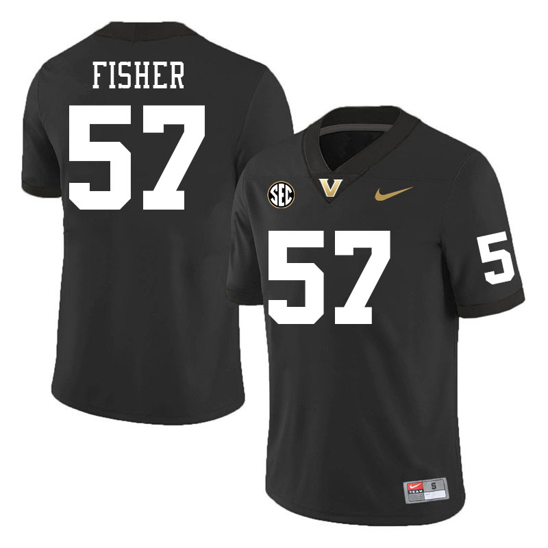 Vanderbilt Commodores #57 Max Fisher College Football Jerseys Stitched-Black